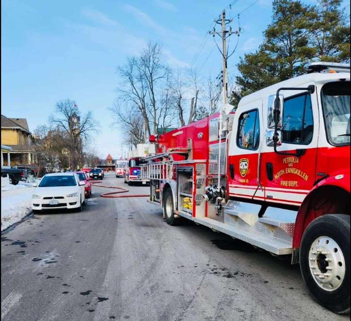 Petrolia and North Enniskillen Fire Dept. responds to a fire on Greenfield Street February 5, 2023. (Photo courtesy of the Petrolia and North Enniskillen Fire Dept. via Facebook)