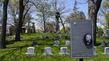 The grave of Alexander Mackenzie, Canada's second prime minister, in Sarnia's Lakeview Cemetery. May 2017 (Photo by Melanie Irwin)