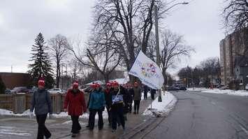 Educators with the Lambton-Kent District School Board picketing in Sarnia during a rotating one-day teacher strike. 10 February 2020. (BlackburnNews.com photo by Colin Gowdy)