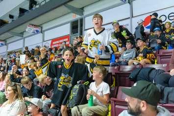 Students at the second annual School Day Game where the Sarnia Sting played the Flint Firebirds. October 23, 2024. (Photo courtesy of Darren Metcalfe/ Metcalfe Photography)