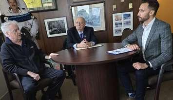 Mayor Mike Bradley meets with Sarnia-Lambton MPP Bob Bailey and Minister of Energy and Electrification Stephen Lecce. January 14, 2025. Image courtesy of Mike Bradley.