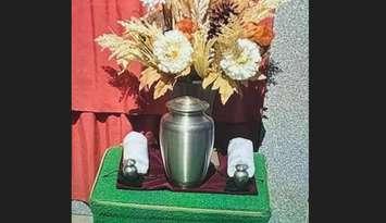 An image of an urn taken from Resurrection Cemetery in Sarnia. Photo courtesy of Sarnia-Lambton Crime Stoppers.