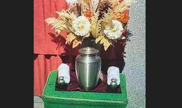 An image of an urn taken from Resurrection Cemetery in Sarnia. Photo courtesy of Sarnia-Lambton Crime Stoppers.