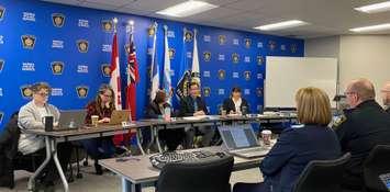 The Sarnia Police Services Board considers budget cut delivered by Sarnia council. December 14, 2023 Photo by Melanie Irwin