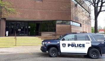 Sarnia Police cruiser outside police headquarters on Christina Street. May 23, 2019. (Photo by Colin Gowdy, BlackburnNews)