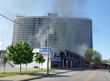 Vehicle fire, 160 George St., Sunday, May 12, 2024 (Image courtesy of the Sarnia Police Service via X)