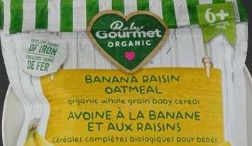 Baby Gourmet Organic banana raisin oatmeal. Photo provided by the Canadian Food Inspection Agency. 