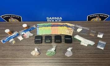 Items seized from a residence on Cotterbury Street in Sarnia. (Photo courtesy of Sarnia Police Service)