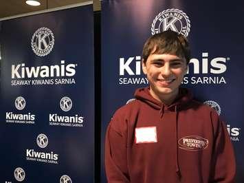 Preferred Towing's Collin Vandenheuvel speaks to Sarnia's Seaway Kiwanis Club. April 10, 2018 (Photo by Melanie Irwin)
