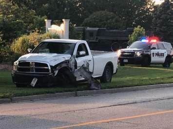 A truck involved in a crash at Front and Exmouth Streets in Sarnia. July 3, 2021 Photo by Greg Grimes.