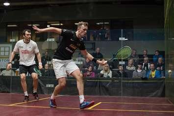 Chris Hanson (L) and Ashley Davies (R) - 2017 Simon Warder Squash Tournament (Photo by Lisa Cattran)