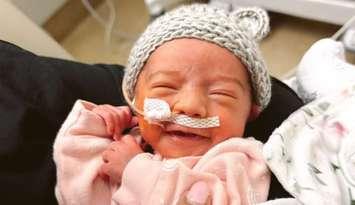 Ivy Spooner was born to parents Emily and Austin on March 26, 2024 at LHSC. She arrived nine weeks earlier than expected and stayed in the Neonatal Intensive Care Unit for 30 days. Submitted photo.