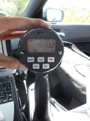 A Strathroy-Caradoc police officer displays a radar device (Photo provided by Strathroy-Caradoc Police.)