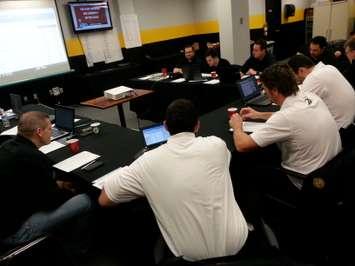 Sarnia Sting Draft Room. April 10, 2015 (photo by Josh Boyce blackburnnews.com)