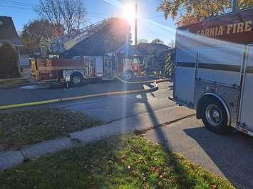Napier Street fire November 11, 2023. Photo courtesy of the Sarnia Police Service. 