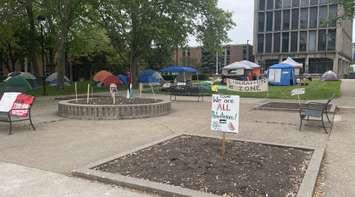 Pro-Palestinian encampment at the University of Windsor, May 15, 2024. (Photo by Maureen Revait) 
