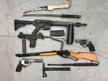 Weapons found inside of a Devine Street apartment (Photo by: Sarnia Police Service