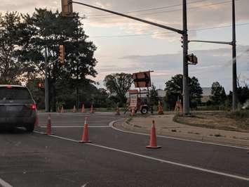 Police roadblock at Wellington St. and Highway 40 Aug. 15, 2019 BlackburnNews.com photo by Josh Boyce)