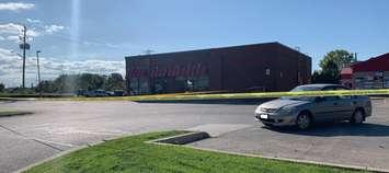 Sarnia police cordoned off the Tim Hortons in Bright's Grove. October 8, 2019. (Photo provided by Stella Lindau)