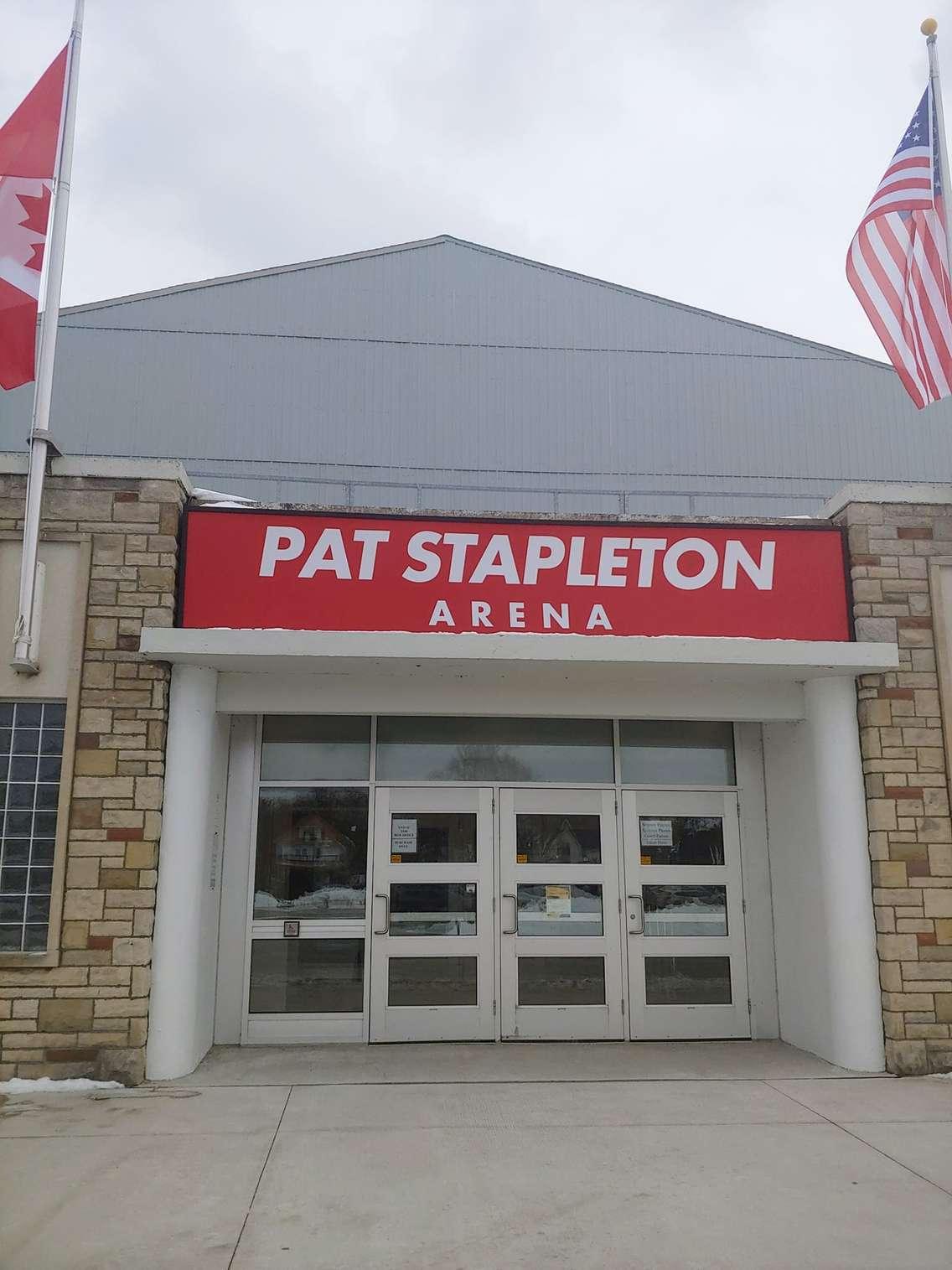 New signage at the Pat Stapleton Memorial Arena - Feb 10/22 (Photo courtesy of Wendy Anderson Pounder via Facebook)