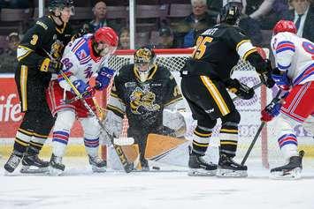 Kitchener Rangers visit Sarnia Sting, Feb 9, 2020.  (Photo by Metcalfe Photography)