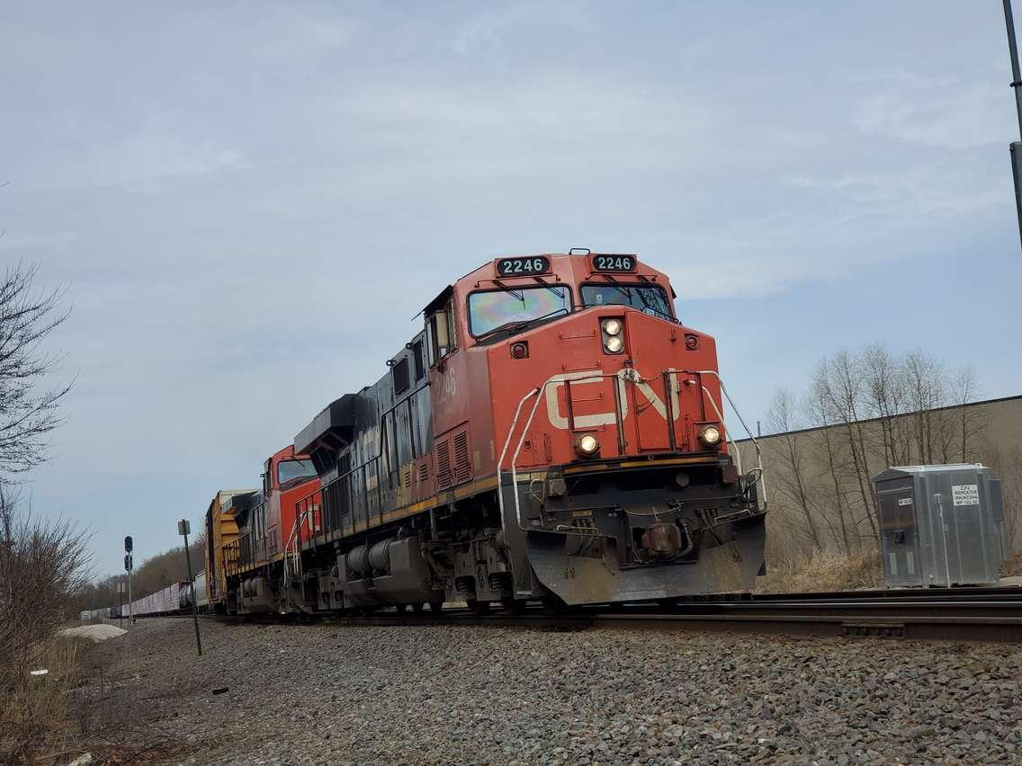 A CN Rail train in Wisconsin. 11 April 2020. (Photo by Carson Russell)