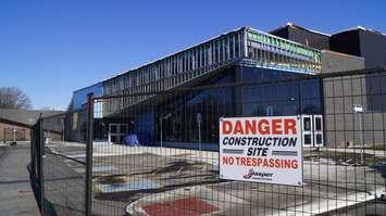 Construction work at Sarnia's new Great Lakes Secondary School. 6 January 2020. (BlackburnNews.com photo by Colin Gowdy)