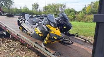 Recovered snowmobiles. September 27, 2024. (Photo courtesy of Sarnia Police Service)