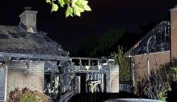 Griffith Road fire. Photo courtesy of Sarnia Fire Rescue Service via Facebook. 