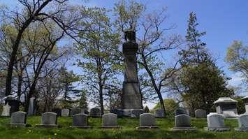 The grave of Alexander Mackenzie, Canada's second prime minister, in Sarnia's Lakeview Cemetery. May 2017 (Photo by Melanie Irwin)