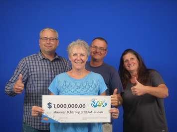 Group of 30 wins Lotto Max $1 million prize. September 15, 2022. (Photo courtesy  of the OLG)