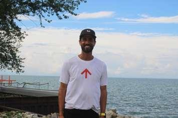Ultra-marathoner Anthony Battah makes a pit-stop in Lakeshore during his 4,500 km journey to Mexico, August 15, 2023. (Photo by Maureen Revait)