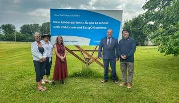 Lambton-Kent Middlesex MPP Steve Pinsonneault visited the future site of the new Forest K-12 school on June 20, 2025. (Photo by Lambton Kent District School Board)