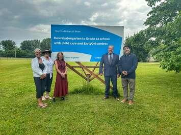 Lambton-Kent Middlesex MPP Steve Pinsonneault visited the future site of the new Forest K-12 school on June 20, 2025. (Photo by Lambton Kent District School Board)