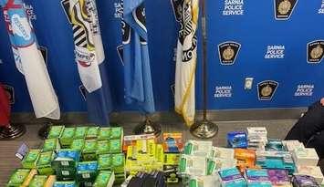 Product seized from a man accused of retail thefts (Photo by: Sarnia police)