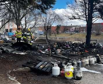 Flammable materials found near encampment fire (Image courtesy of Chatham-Kent Fire & Rescue)