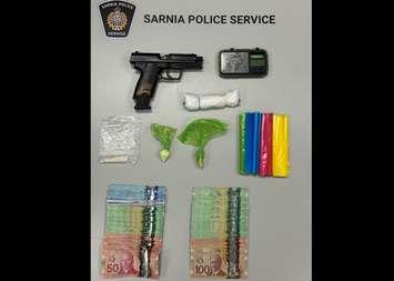 Items seized from residence on Vidal Street. May, 2025 (Photo by: Sarnia police)