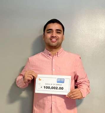 Nikhil Wakchaure of Sarnia wins a $100,000 Encore prize (Photo courtesy of OLG)