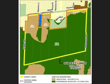 A map of Sarnia's proposed settlement boundary expansion. May 15, 2023 Image courtesy of Sarnia Council Agenda. 