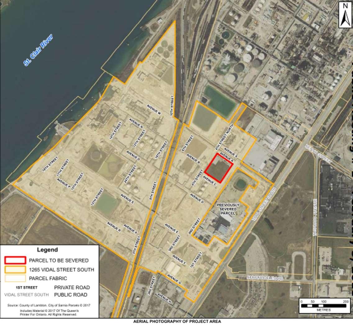 Arlanxeo lands. Aerial photography of project area.   (Photo provided in report to Sarnia council.)