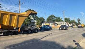 Oversized transport trucks stopped in Sarnia. June 24, 2025. (Photo courtesy of Sarnia Police Service)