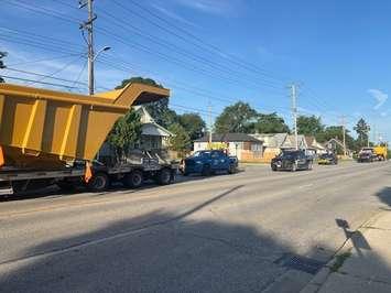 Oversized transport trucks stopped in Sarnia. June 24, 2025. (Photo courtesy of Sarnia Police Service)
