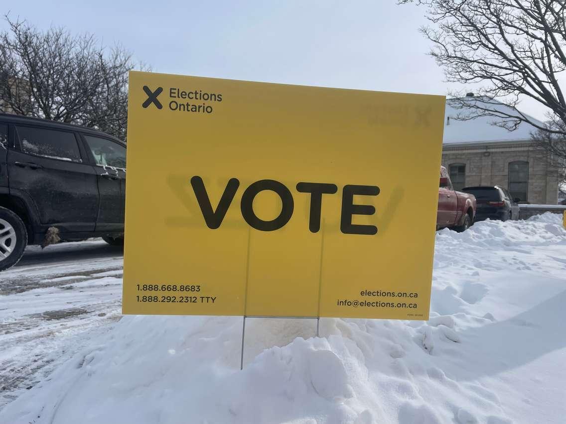 Elections Ontario vote sign, February 2025. (Photo by Maureen Revait) 