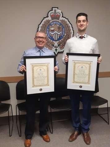 Lambton EMS Paramedics Blake Smith and Mark Duffy (Photo courtesy of Sarnia police)