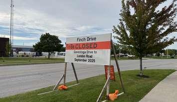 Finch Drive construction sign. September 10, 2025. (Photo by Melanie Irwin)