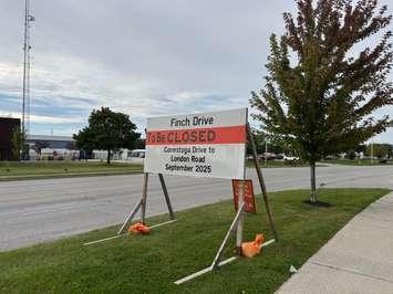 Finch Drive construction sign. September 10, 2025. (Photo by Melanie Irwin)