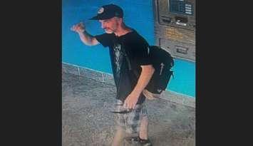 Provincial police are looking to identify a theft and mischief suspect. July 2025. (Photo courtesy of Lambton OPP)