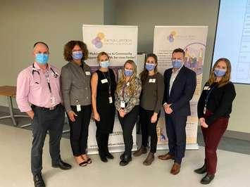 Website relaunch on November 17, 2022. Dr. Sean Peterson, Anita Trusler, Nadine Neve, Amy Weiler, Julie Harries, Steve Pancino, Melissa Schilz. (Photo courtesy of Bluewater Health)