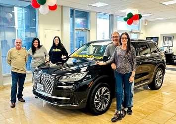 Roger Paquette, Nicole Paquette, Melissa Hardman of Finch Ford Lincoln, Grand Prize Winner Barry Bentley and Trish Mann-Bentley. January 2024. (Photo courtesy of Noelle's Gift to Children via Facebook)