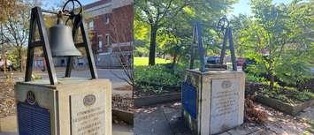 The historic George Street School Bell in downtown Sarnia is missing - July 16/24 (Photos courtesy of Natalia Vega, Sarnia Police Service)